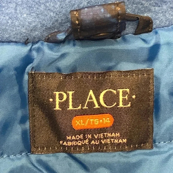 The Children’s Place Boys Insulated Jacket Attached Hood XL Blue Camo - Picture 5 of 9